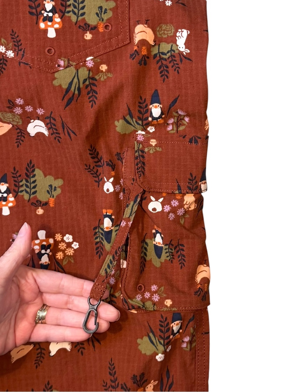 Duluth Heirloom Gardening Bib Overalls in Henna Garden Gnomes Size XS - Picture 13 of 13